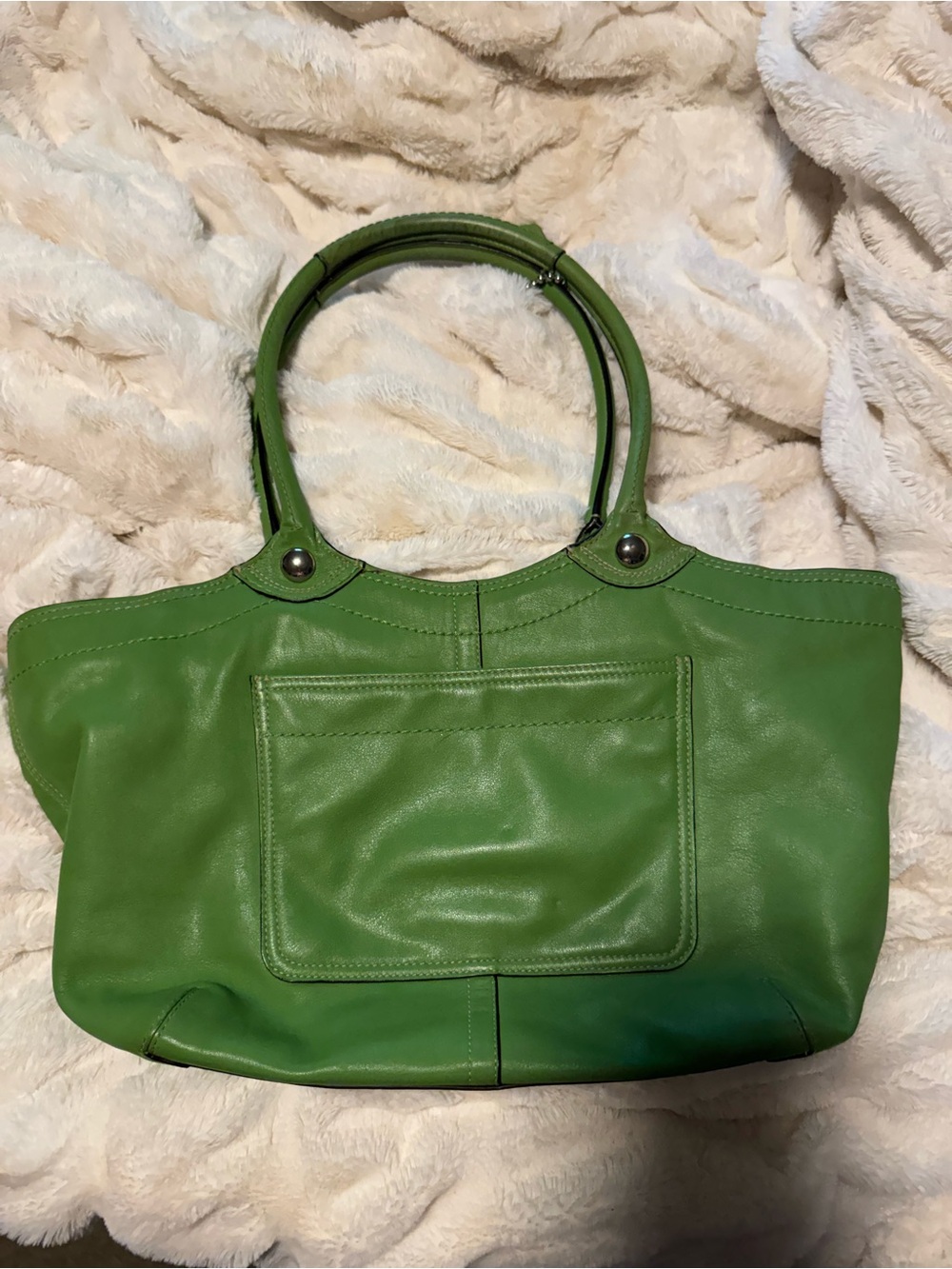 Y2K COACH Bleeker Legacy Green Shoulder Tote Double Strap Handles F14383 - Picture 10 of 14